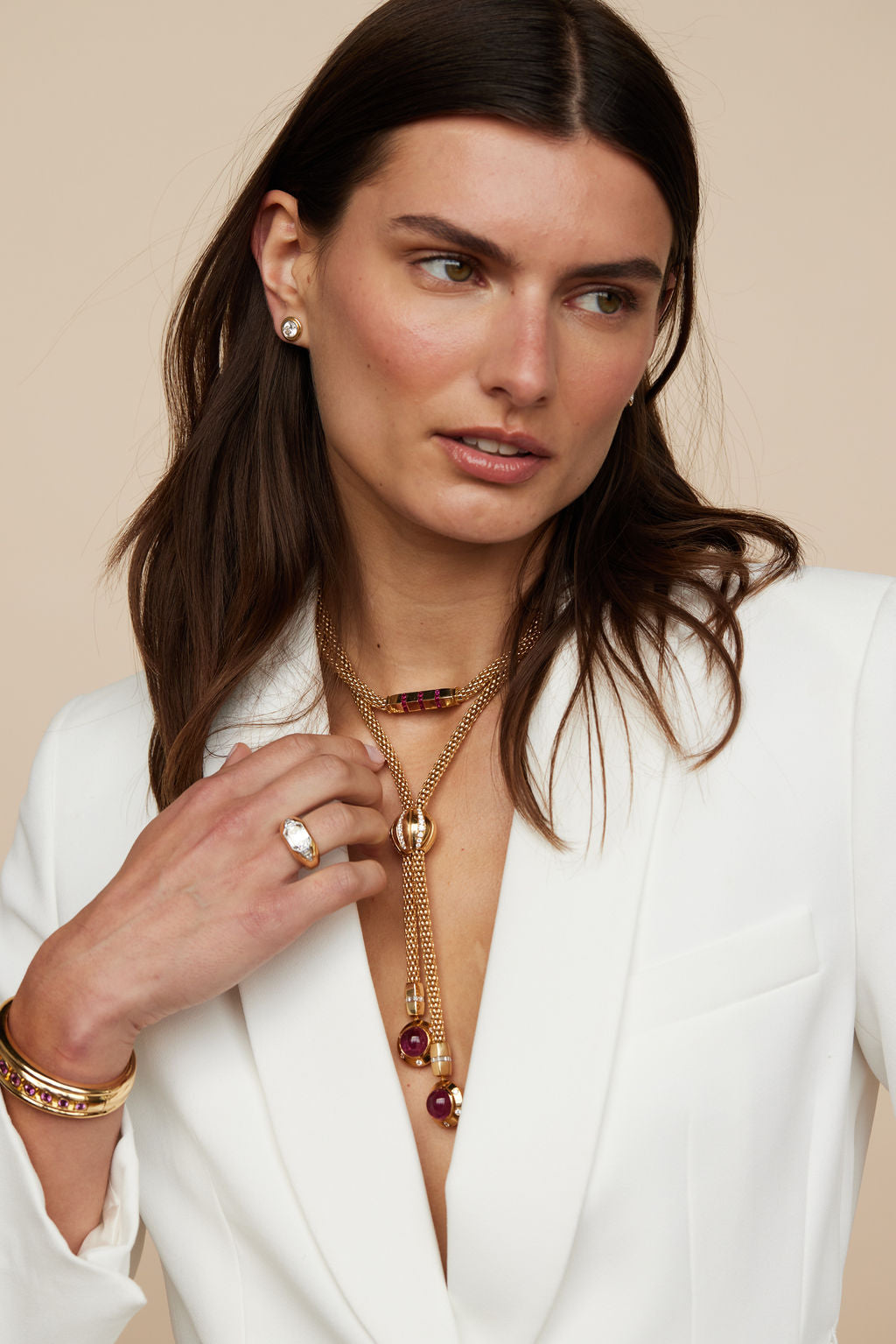 Stella Necklace OOK Round Rubellite Drops