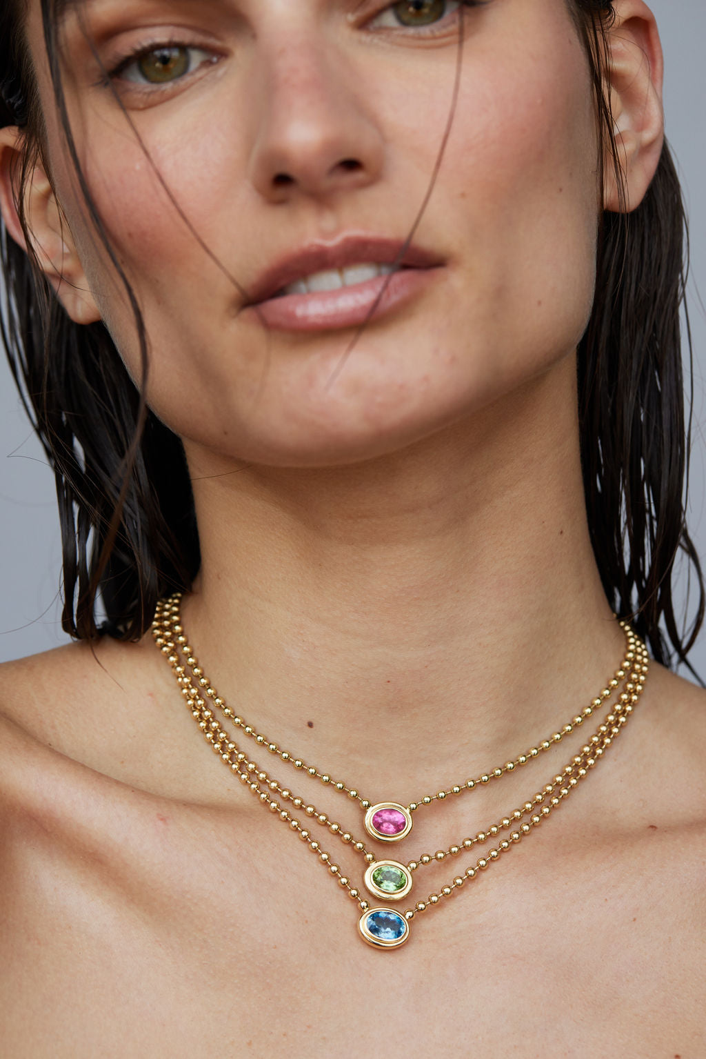 Peridot Double Bubble Bezel Necklace