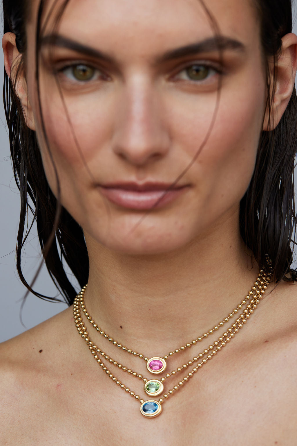 Light Pink Tourmaline Oval Double Bubble Bezel Pendant