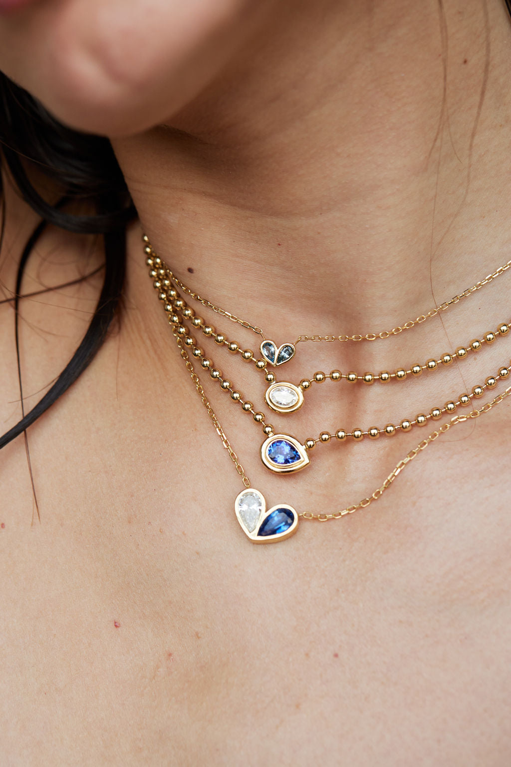 Jumbo Sweetheart Necklace Peridot & Blue Topaz