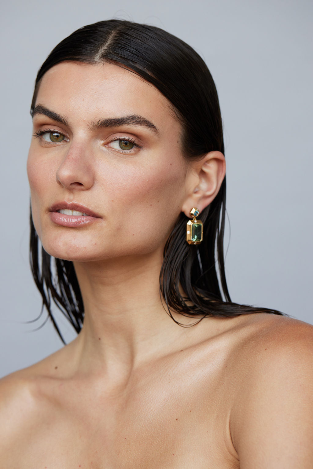 Stella Earrings Blue Topaz x Green Amethyst