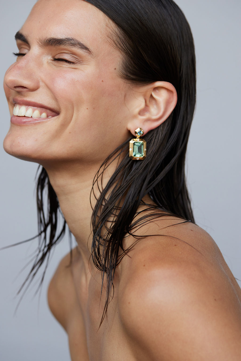 Stella Earrings Blue Topaz x Green Amethyst