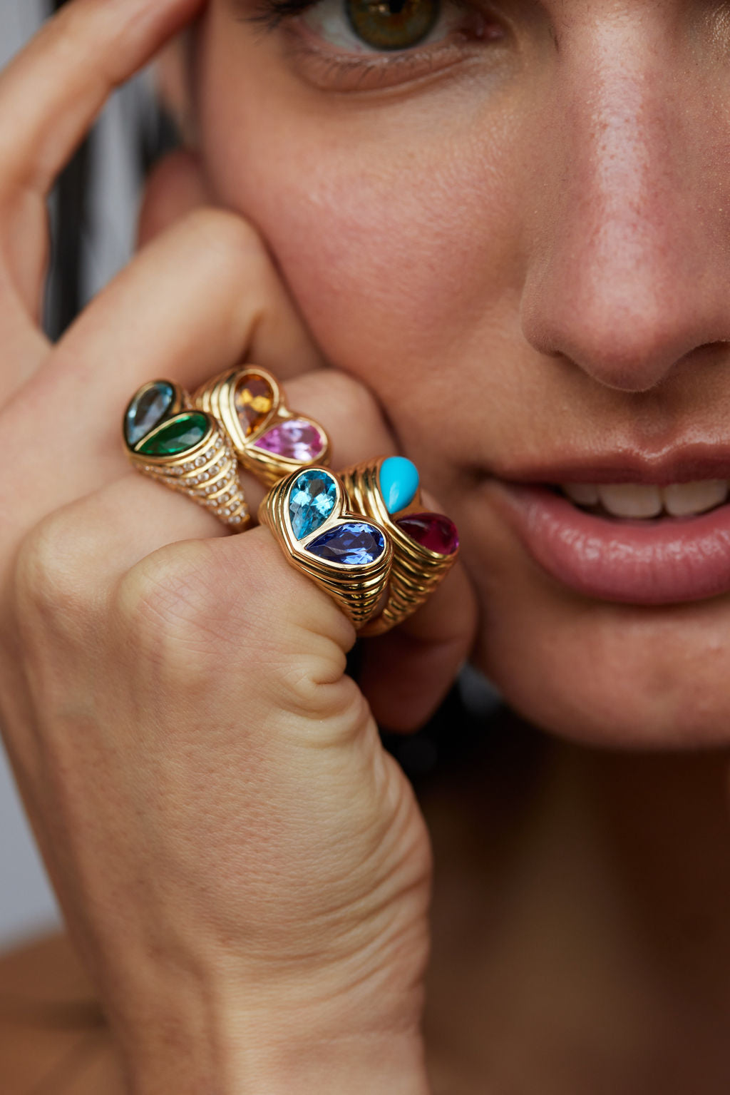 Jumbo Sweetheart Ring Turquoise & Blue Sapphire