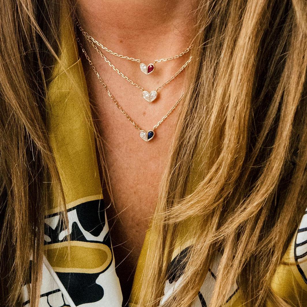 Sweetheart Necklace Two Tone Diamond & Diamond