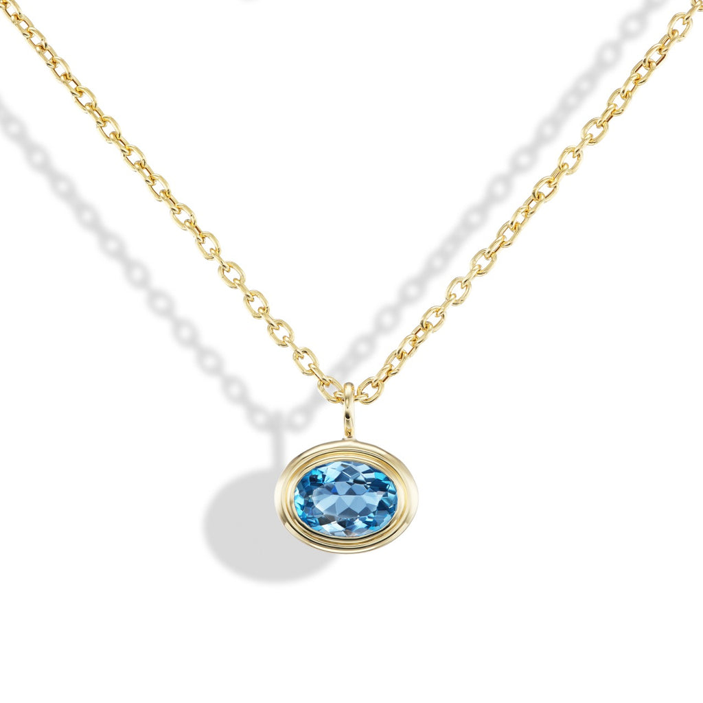 Aquamarine Double Bubble Bezel Pendant