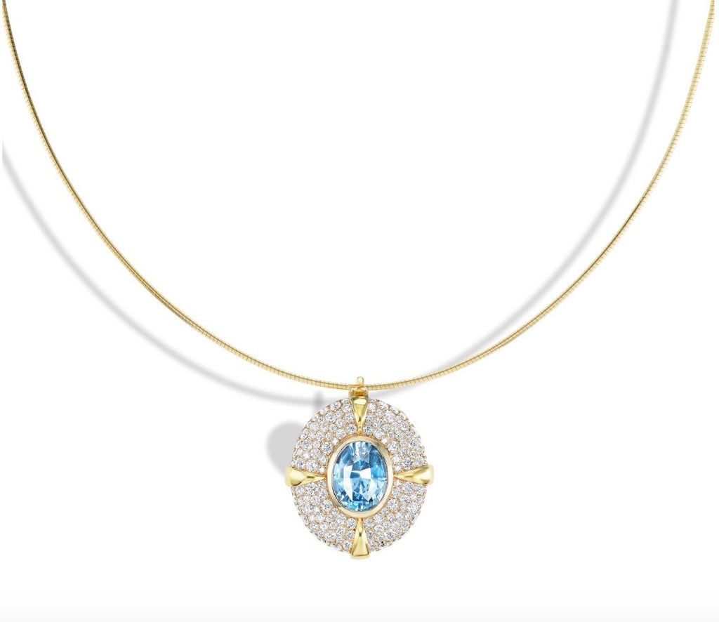 Icy Blue Sapphire Oval On Ribbon