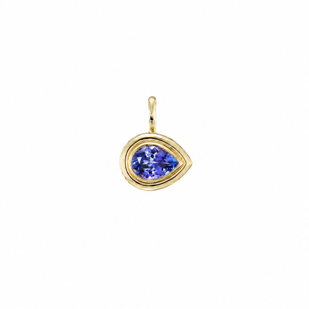 Tanzanite Pear Double Bubble Bezel Pendant