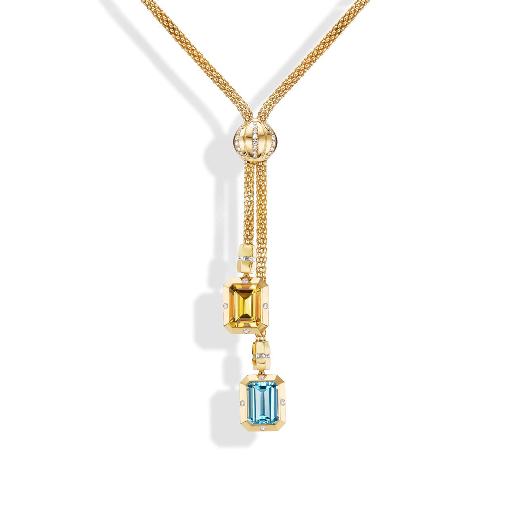 Stella Necklace Blue Topaz Drops