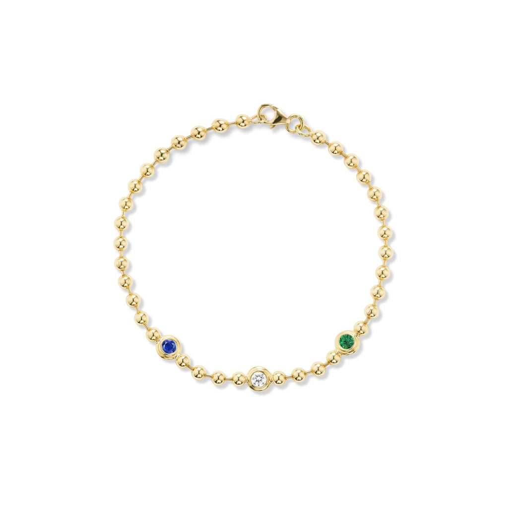 Double Bubble Bezel Blue Sapphire x Diamond x Emerald Bracelet