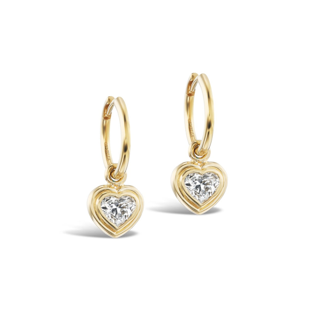 Heart Double Bubble Bezel Huggies