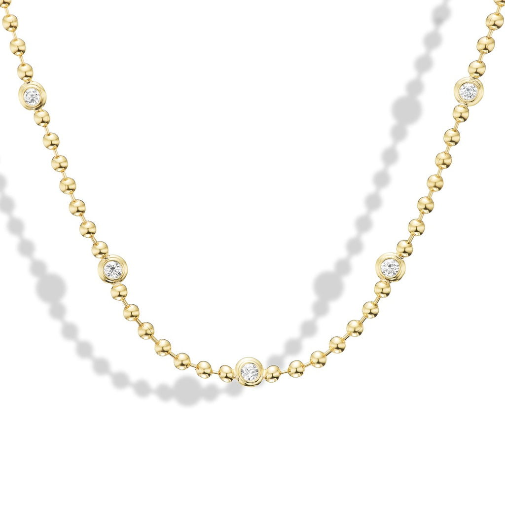 Double Bubble Bezel Round Diamond Necklace
