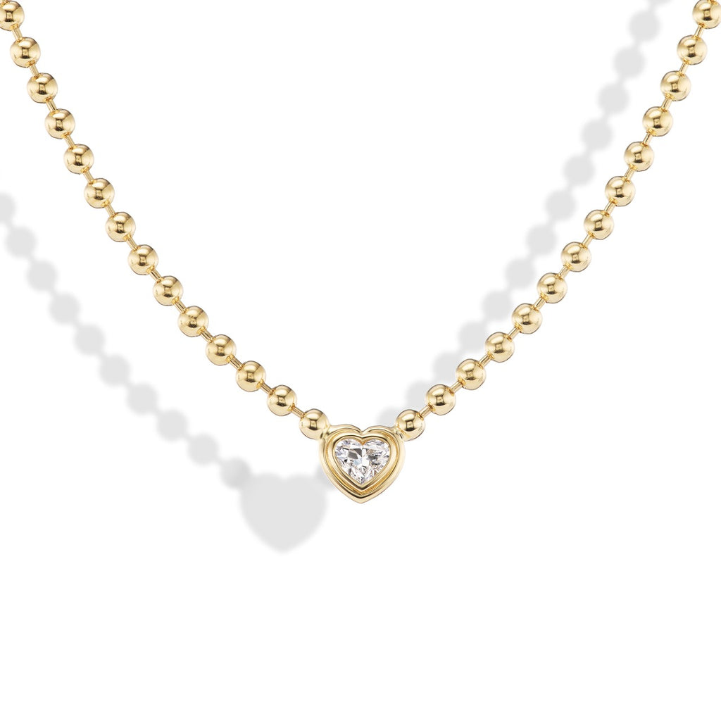 Diamond Heart Double Bubble Bezel Necklace
