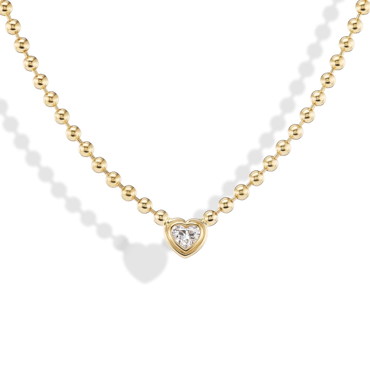 Diamond Heart Double Bubble Bezel Necklace