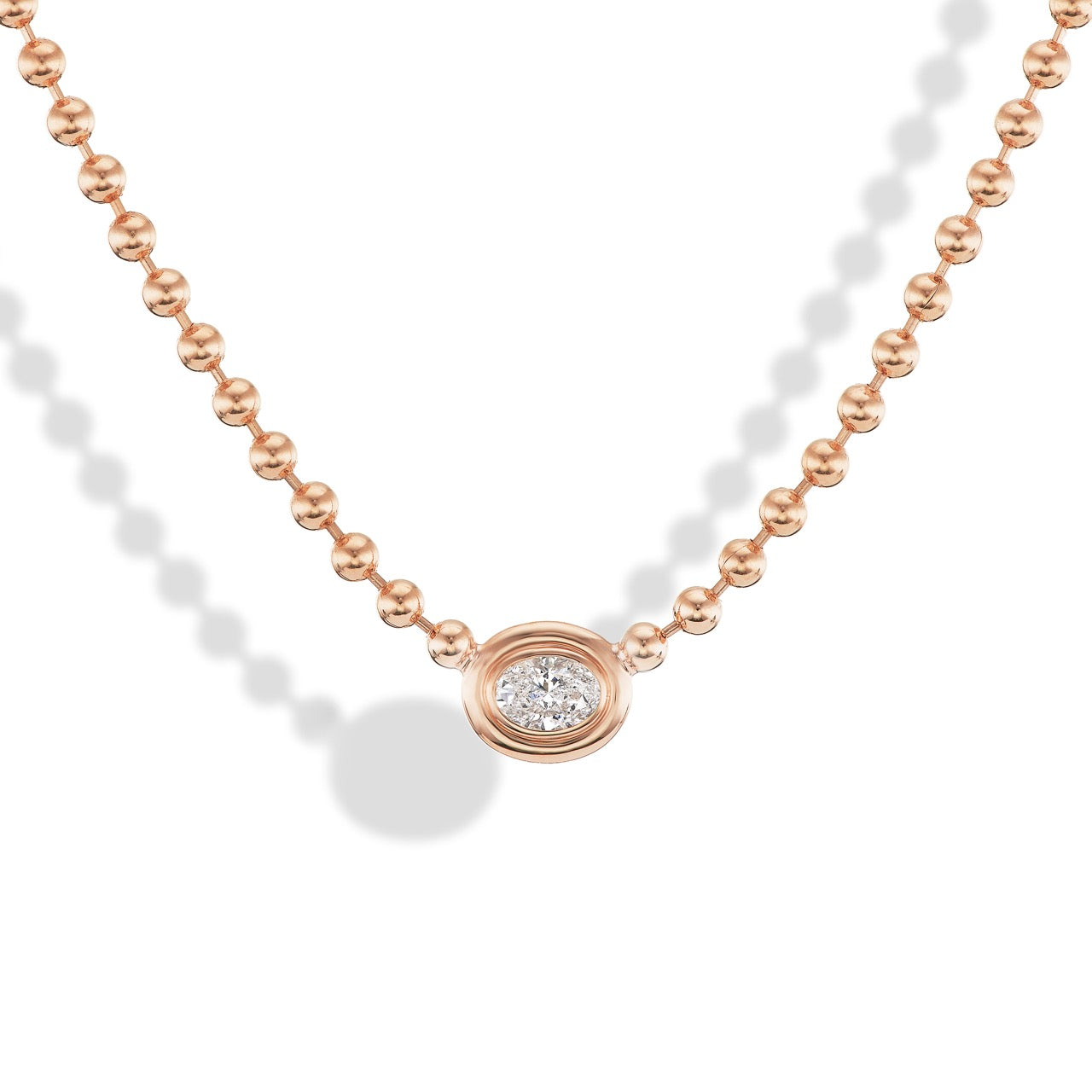 Diamond Oval Double Bubble Bezel Necklace