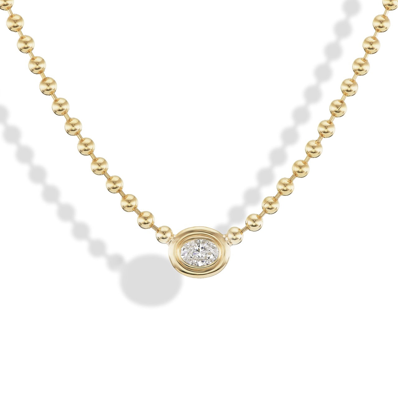 Diamond Oval Double Bubble Bezel Necklace