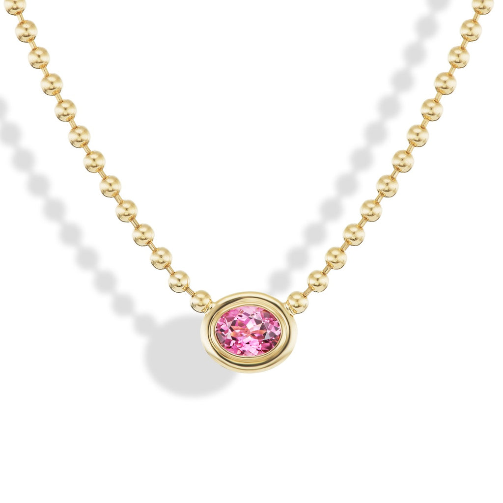 Pink Tourmaline Double Bubble Bezel Necklace