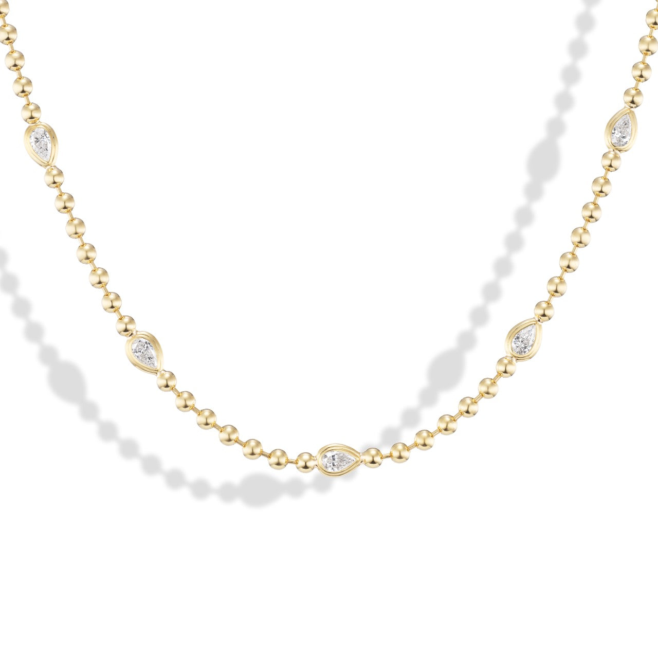 Double Bubble Bezel Pear Diamond Necklace