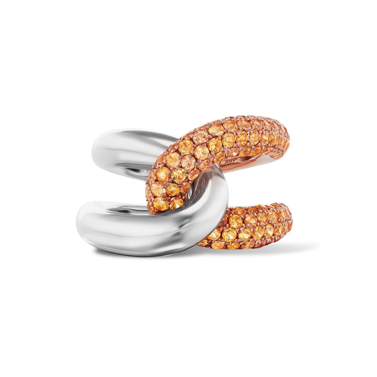 Intertwin Ring 18k Gold & Orange Sapphire