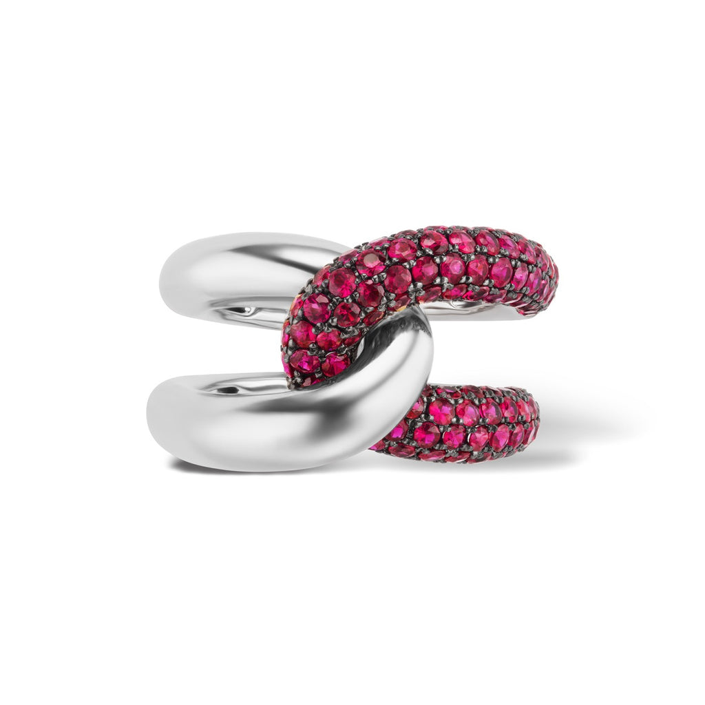 Intertwin Ring 18k Gold & Ruby