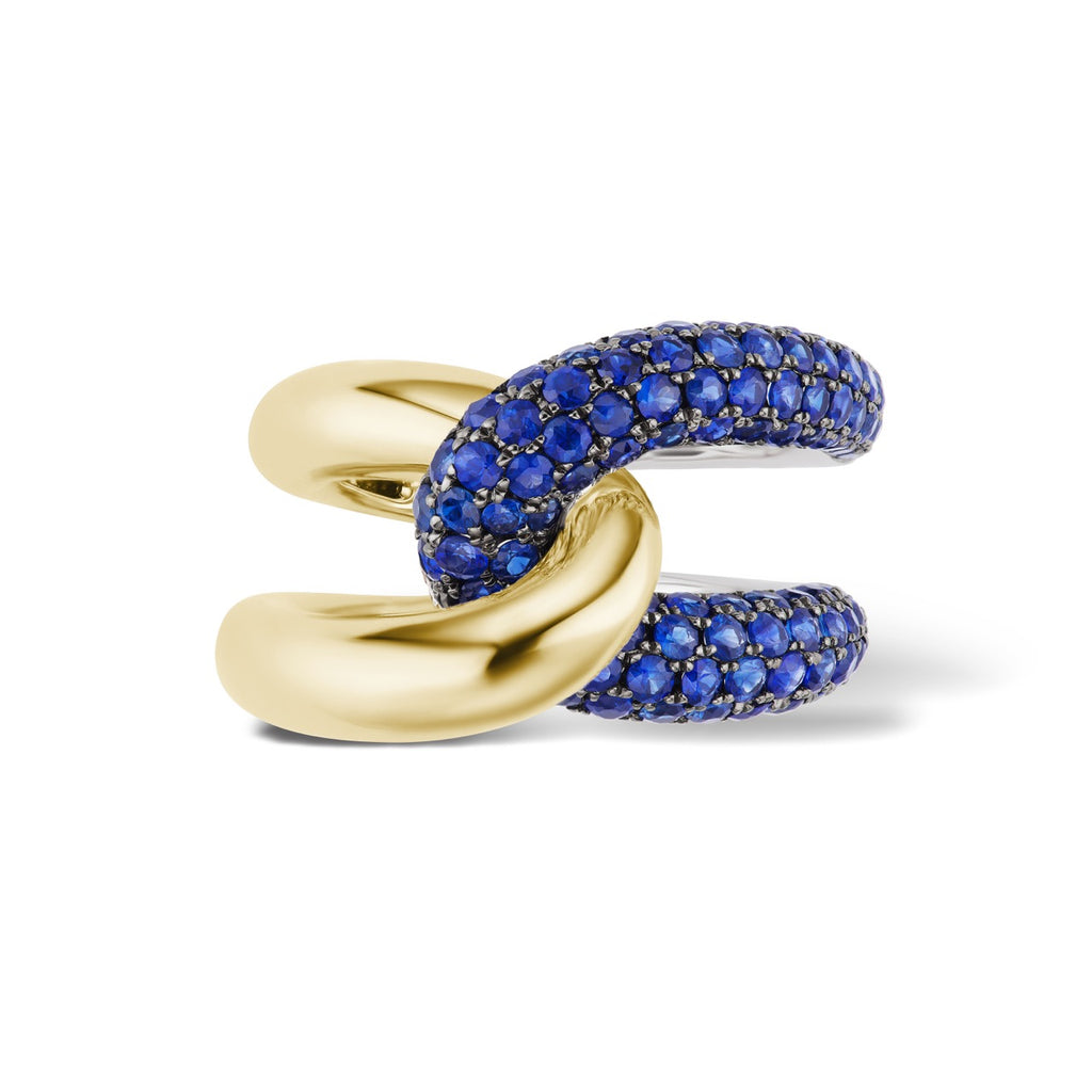 Intertwin Ring 18k Gold & Blue Sapphire