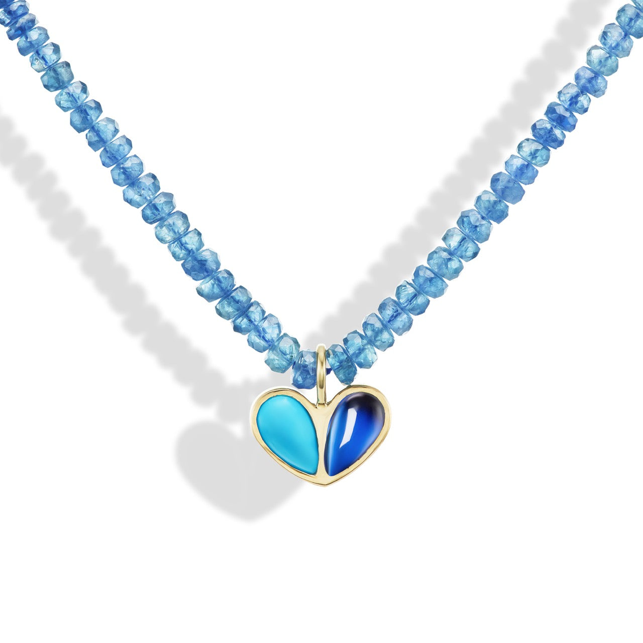 Beaded Sweetheart Necklace Turquoise & Blue Sapphire
