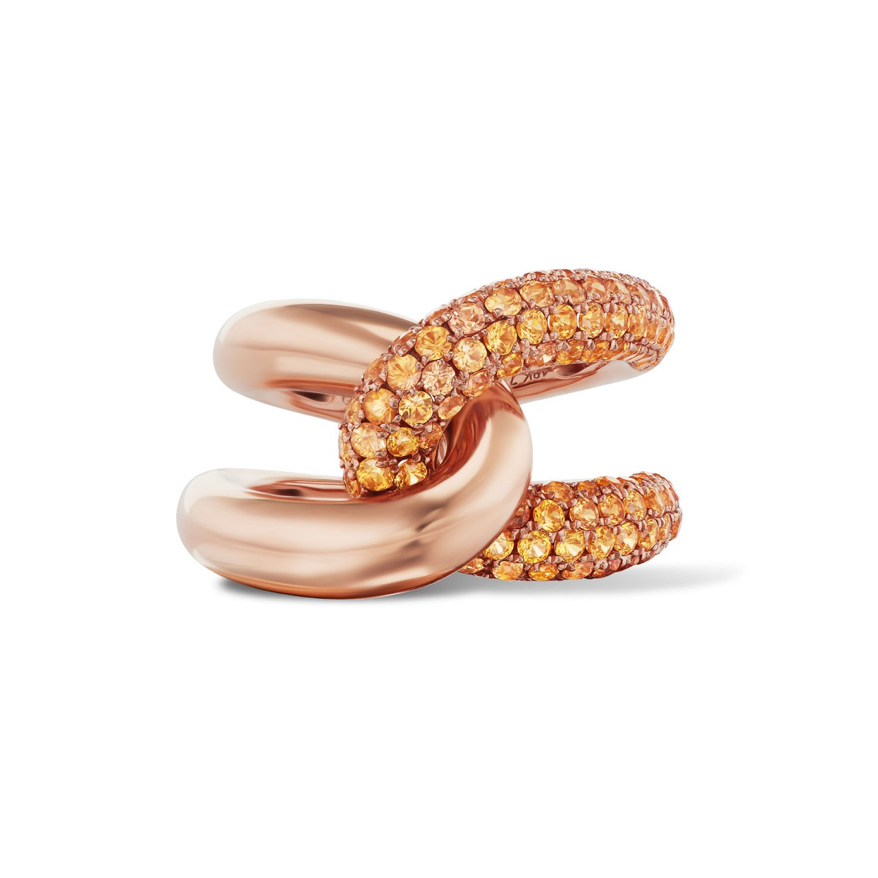 Intertwin Ring 18k Gold & Orange Sapphire