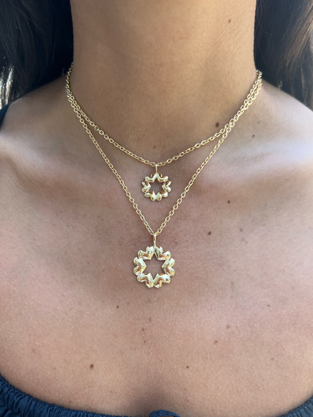 Jewish Star Solid Gold Petite Queen B Pendant