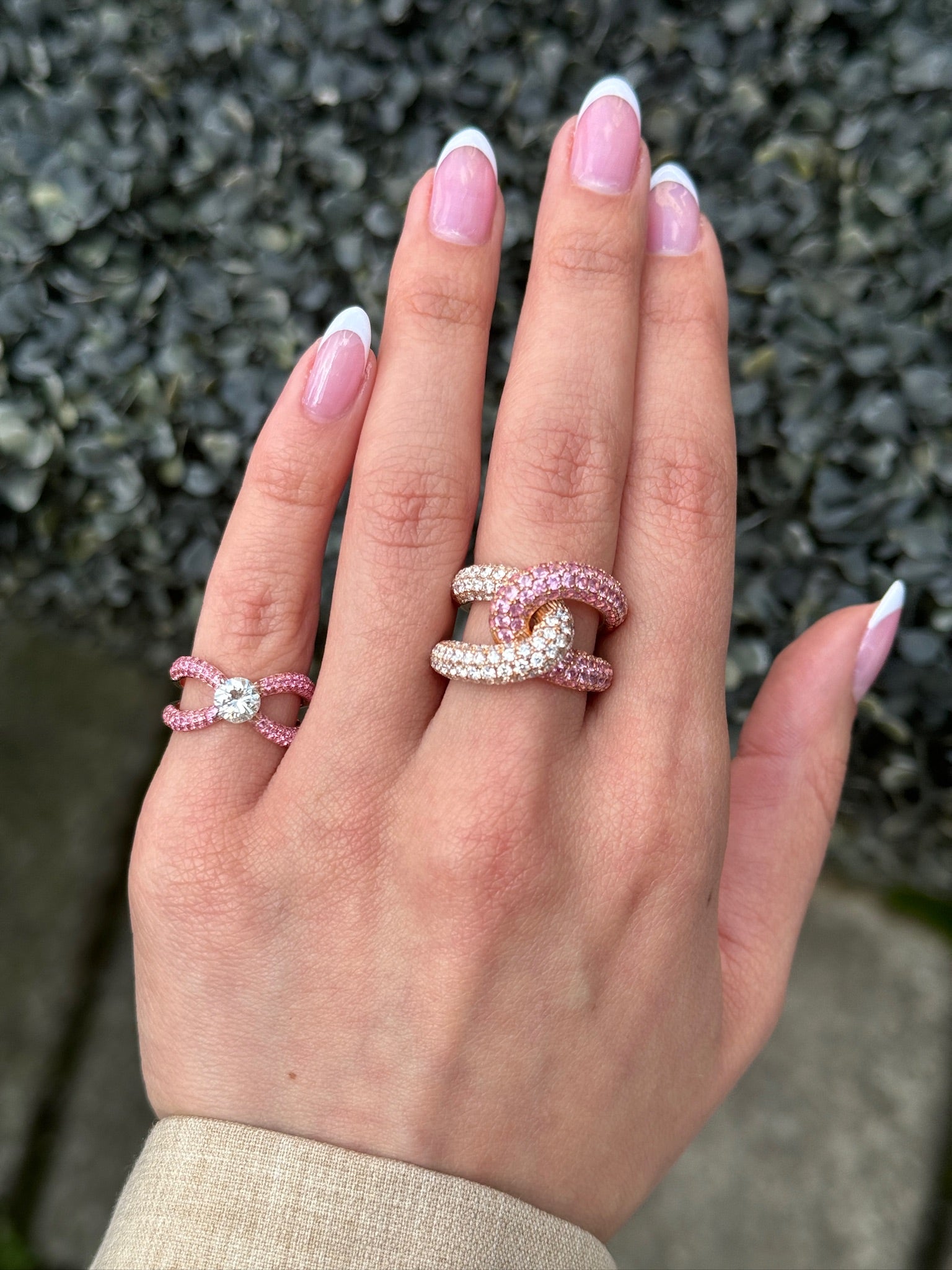 Intertwin Ring Diamond & Pink Sapphire