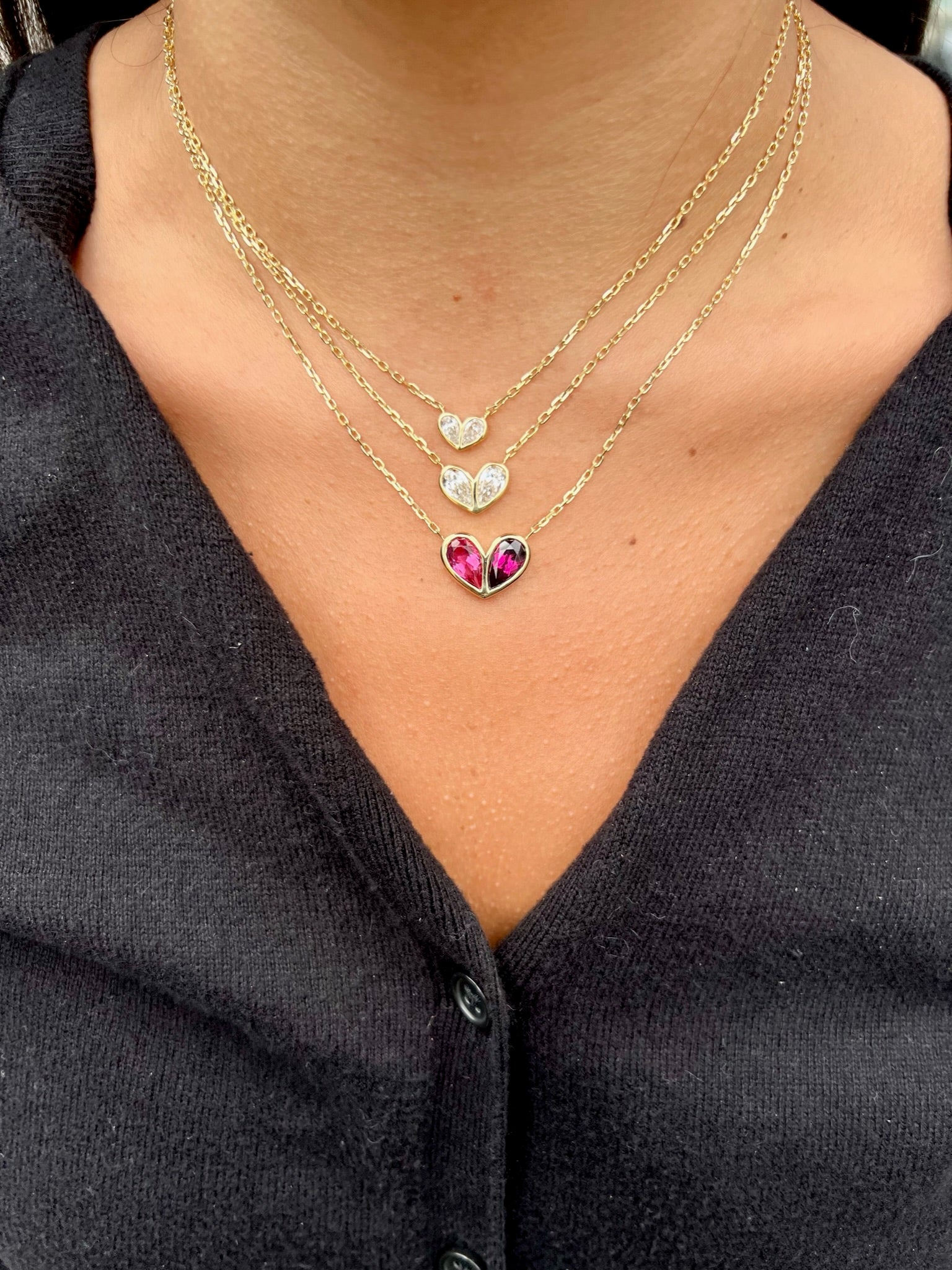 Jumbo Sweetheart Necklace Rubellite & Tanzanite