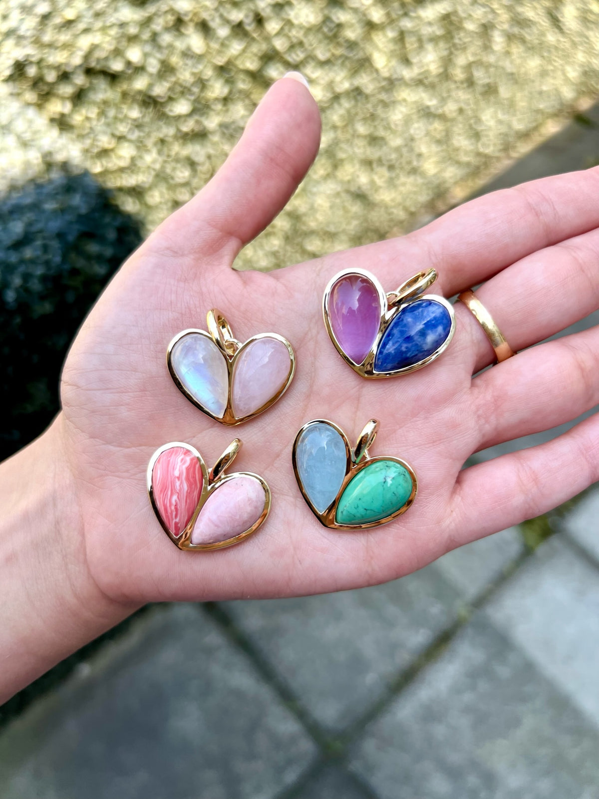 Mega Sweetheart Aquamarine x Green Turquoise Pendant