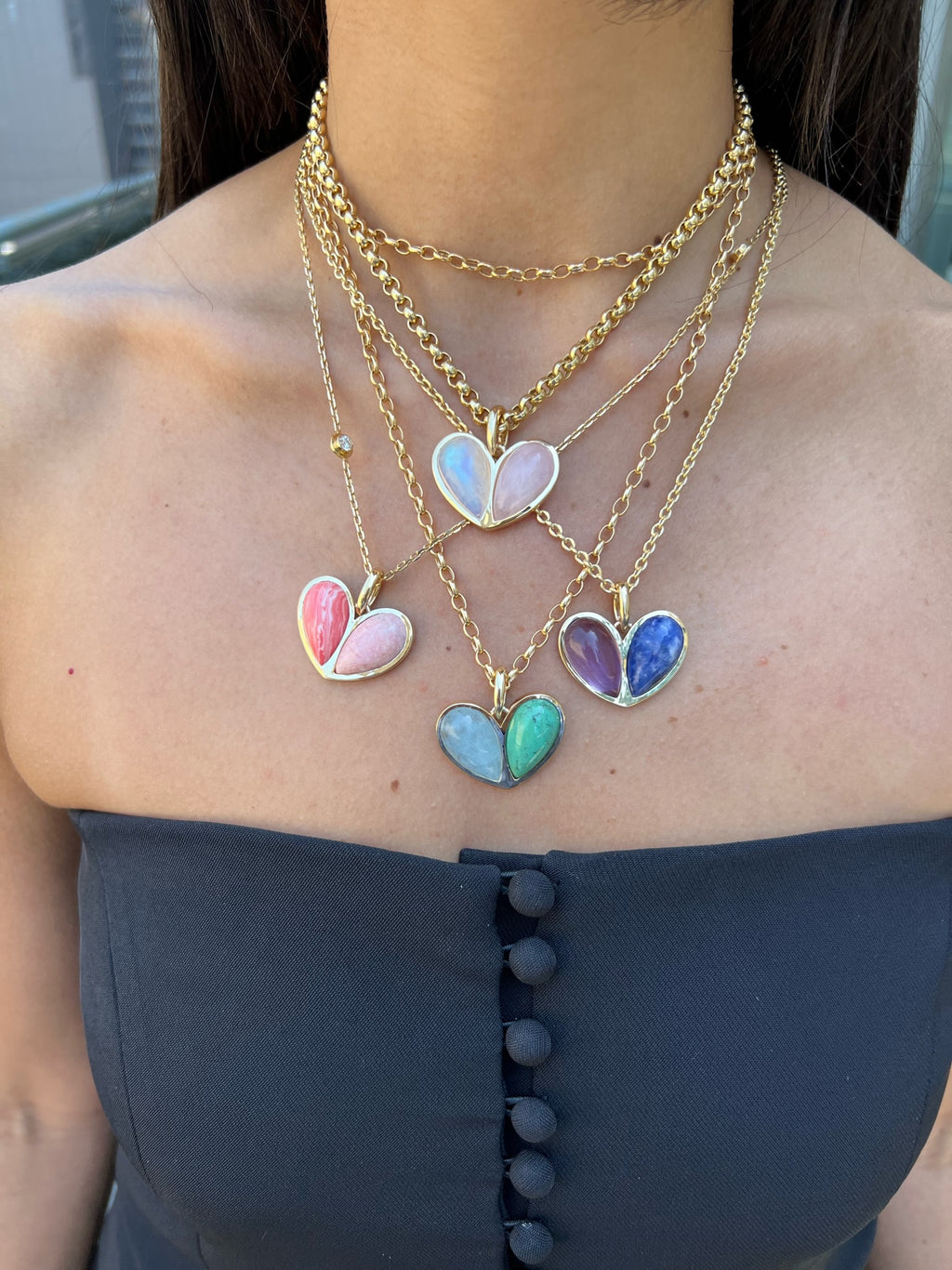 Mega Sweetheart Laced Agate x Amazonite Pendant