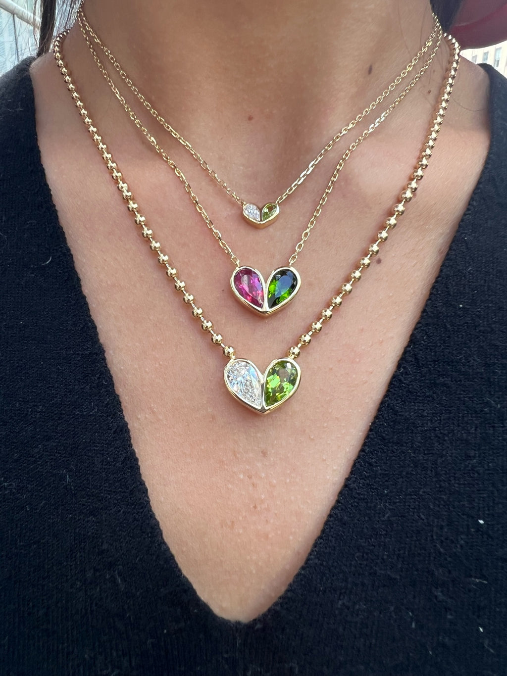 Jumbo Sweetheart Necklace Peridot & Blue Topaz
