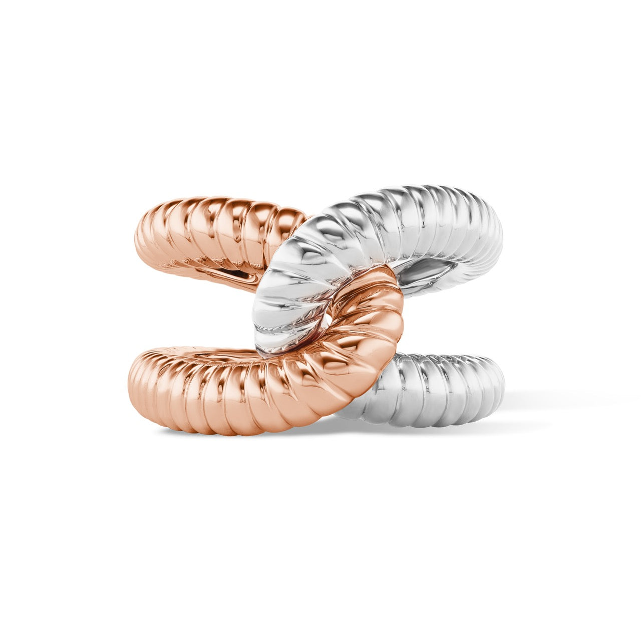 Intertwin Ring Ridged 18k Gold & Ridged 18k Gold