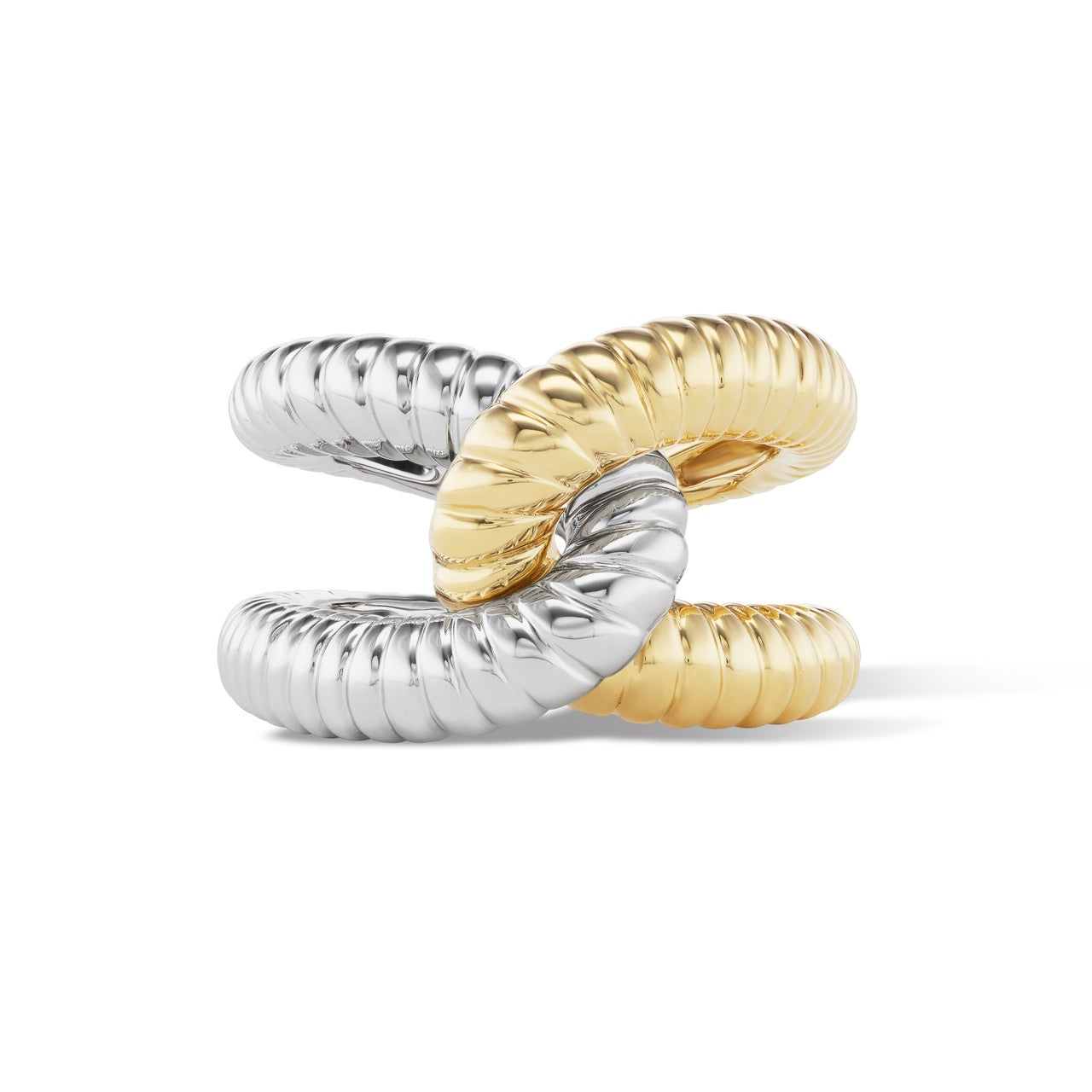 Intertwin Ring Ridged 18k Gold & Ridged 18k Gold