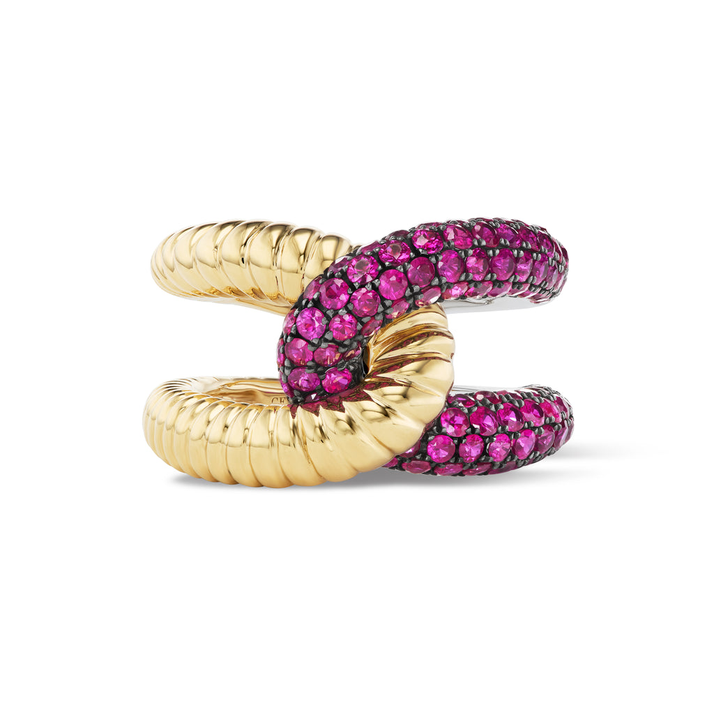 Intertwin Half Ridged 18K Yellow Gold