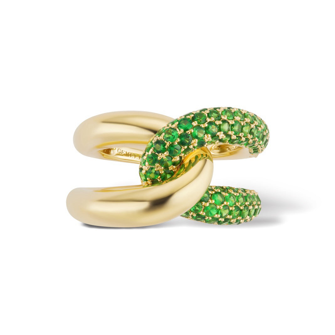 Intertwin Ring 18k Gold & Tsavorite