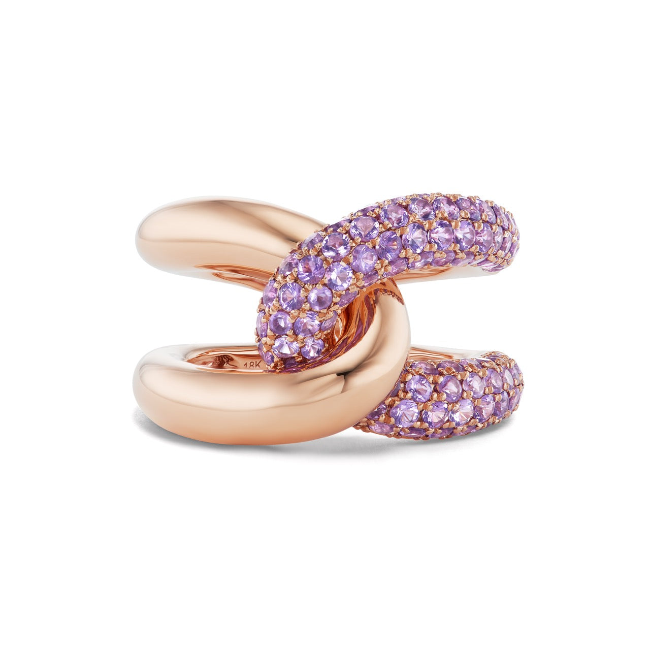 Intertwin Ring Purple Amethyst & 18k Gold