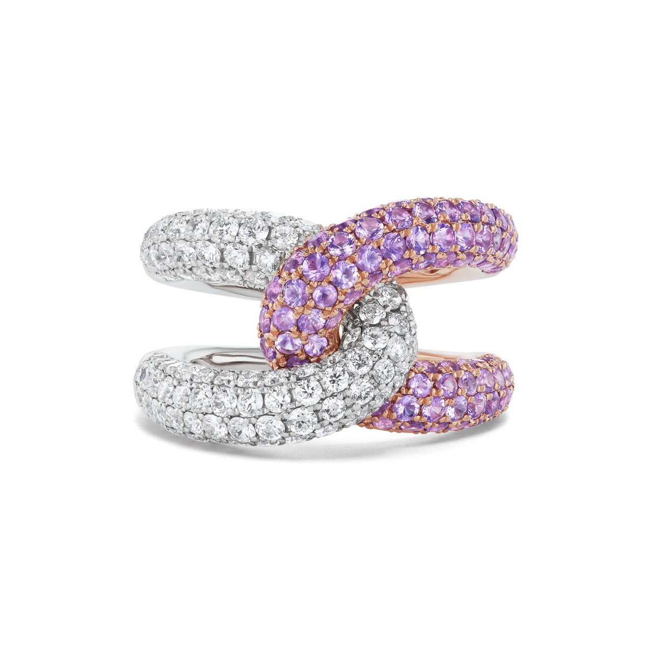 Intertwin Ring Diamond & Purple Amethyst