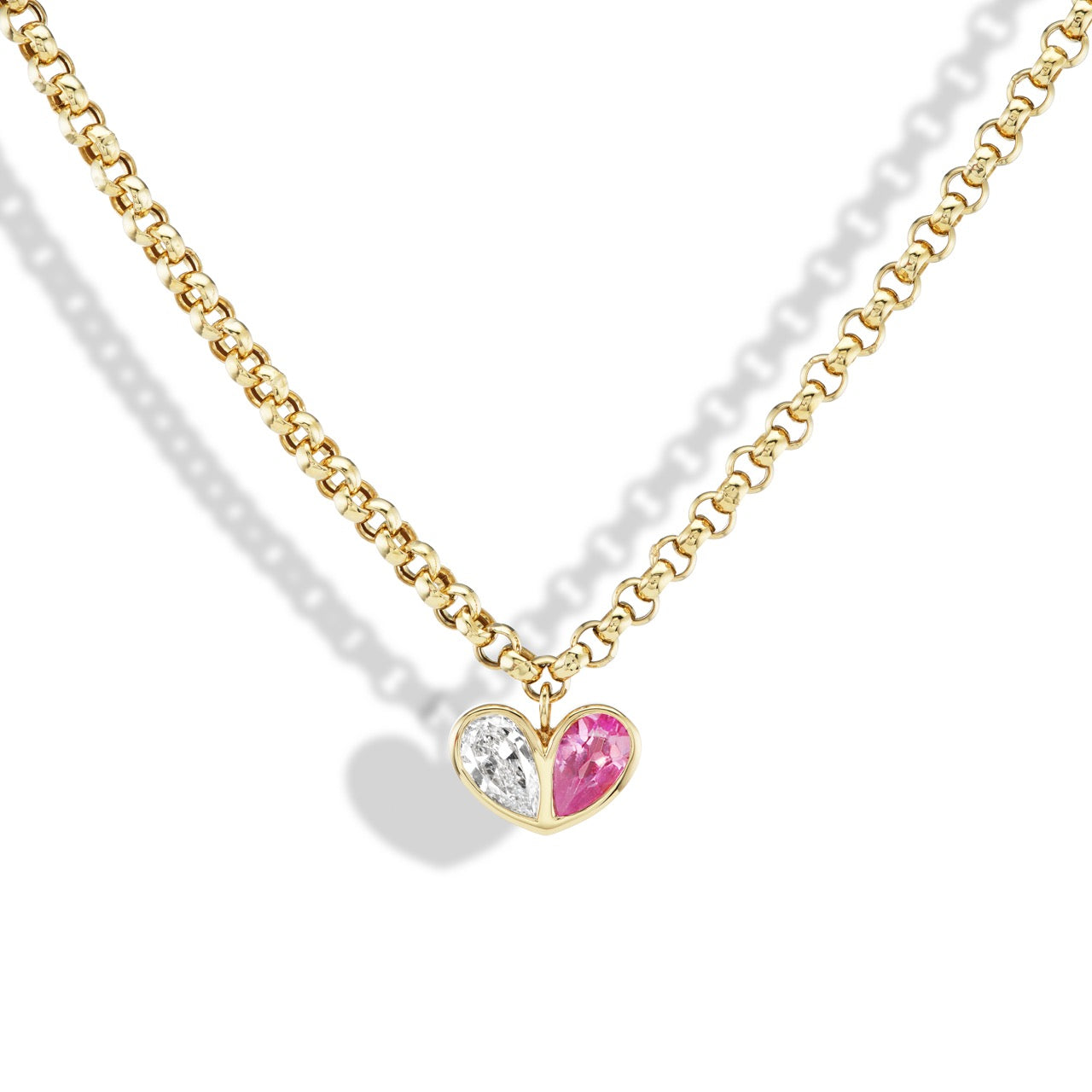 Heirloom Jumbo Sweetheart Necklace Diamond x Pink Sapphire