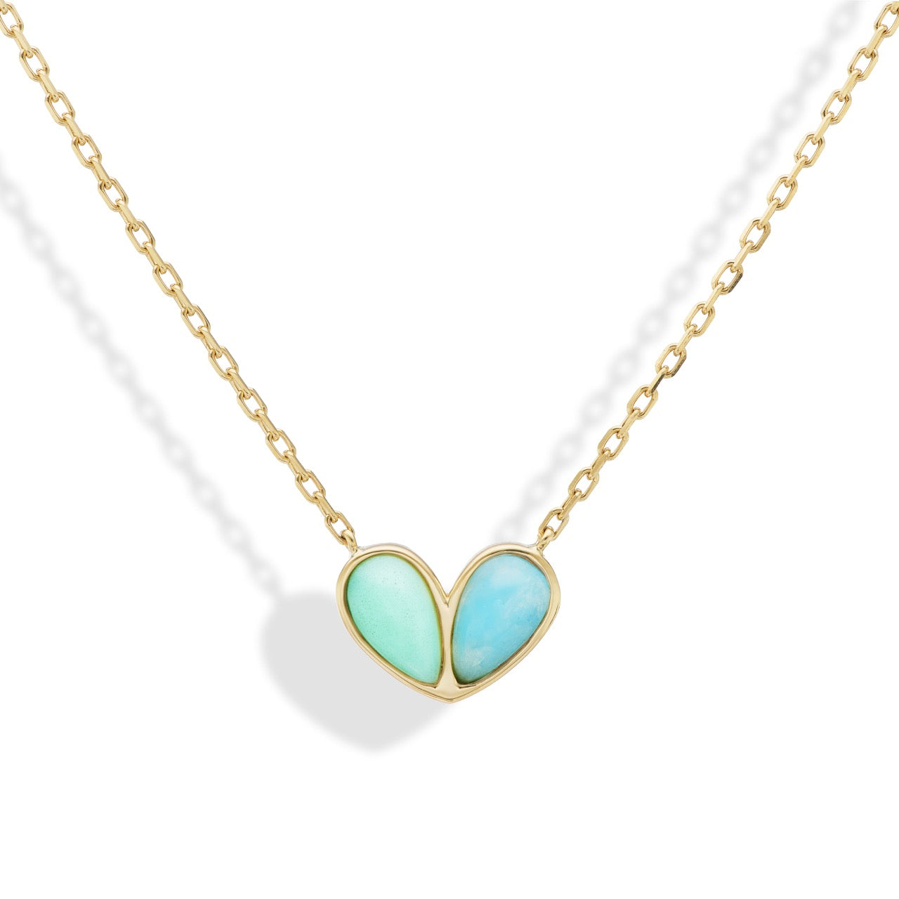 Jumbo Sweetheart Necklace Light Green Turquoise & Larimar