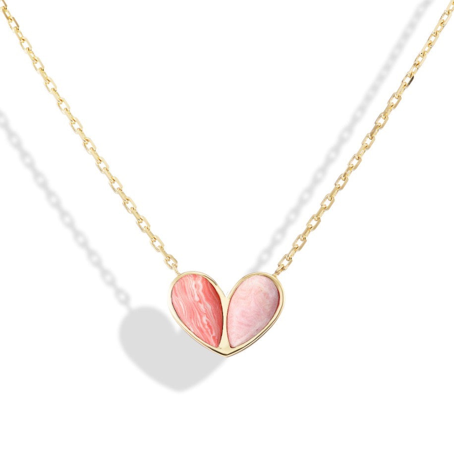 Jumbo Sweetheart Necklace Salmon Rhodochrosite x Rhodochrosite