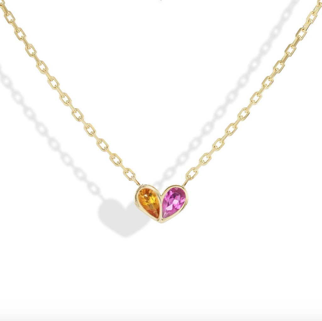 Medium Sweetheart Necklace Citrine & Pink Tourmaline