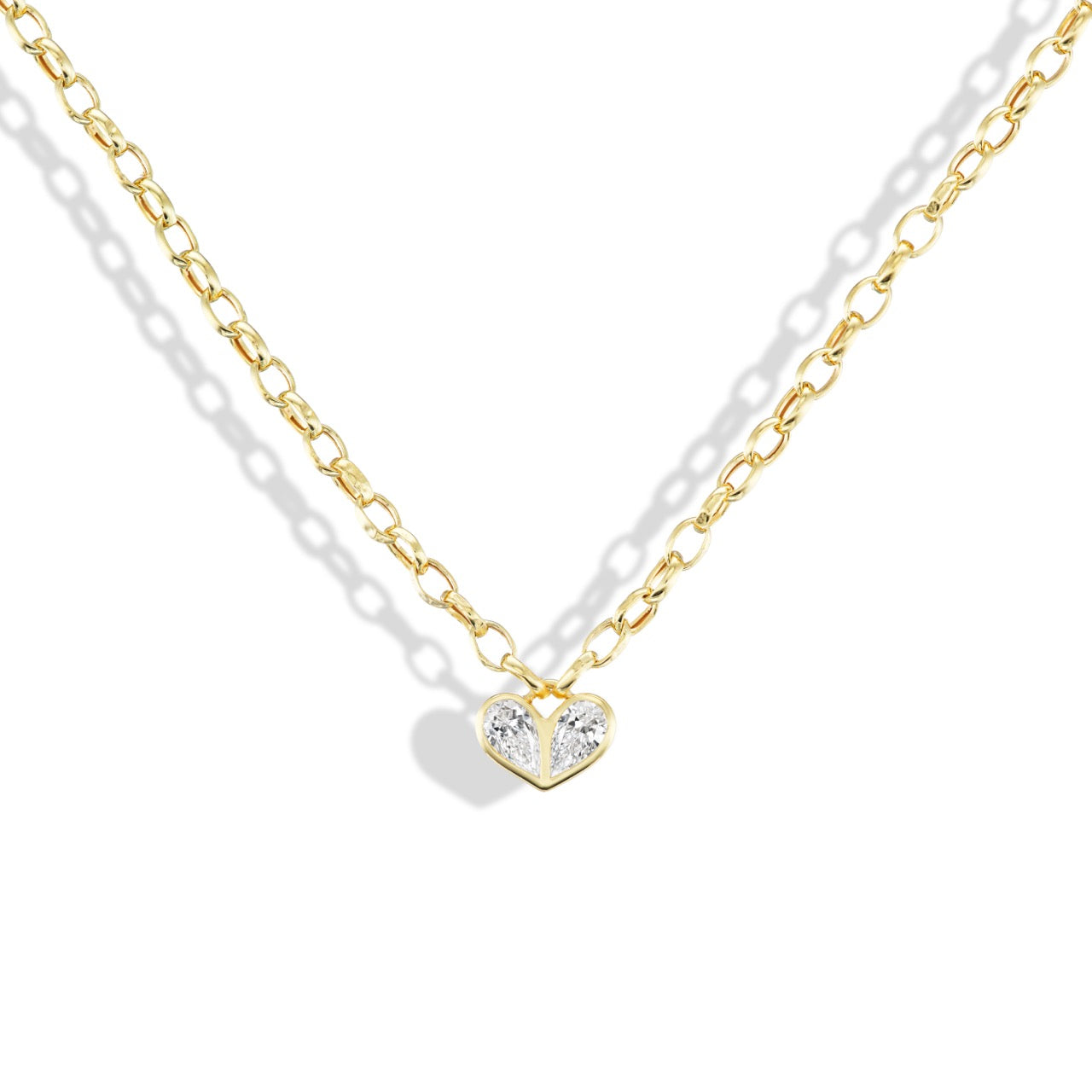 Oval Heirloom Medium Sweetheart Necklace Diamond & Diamond