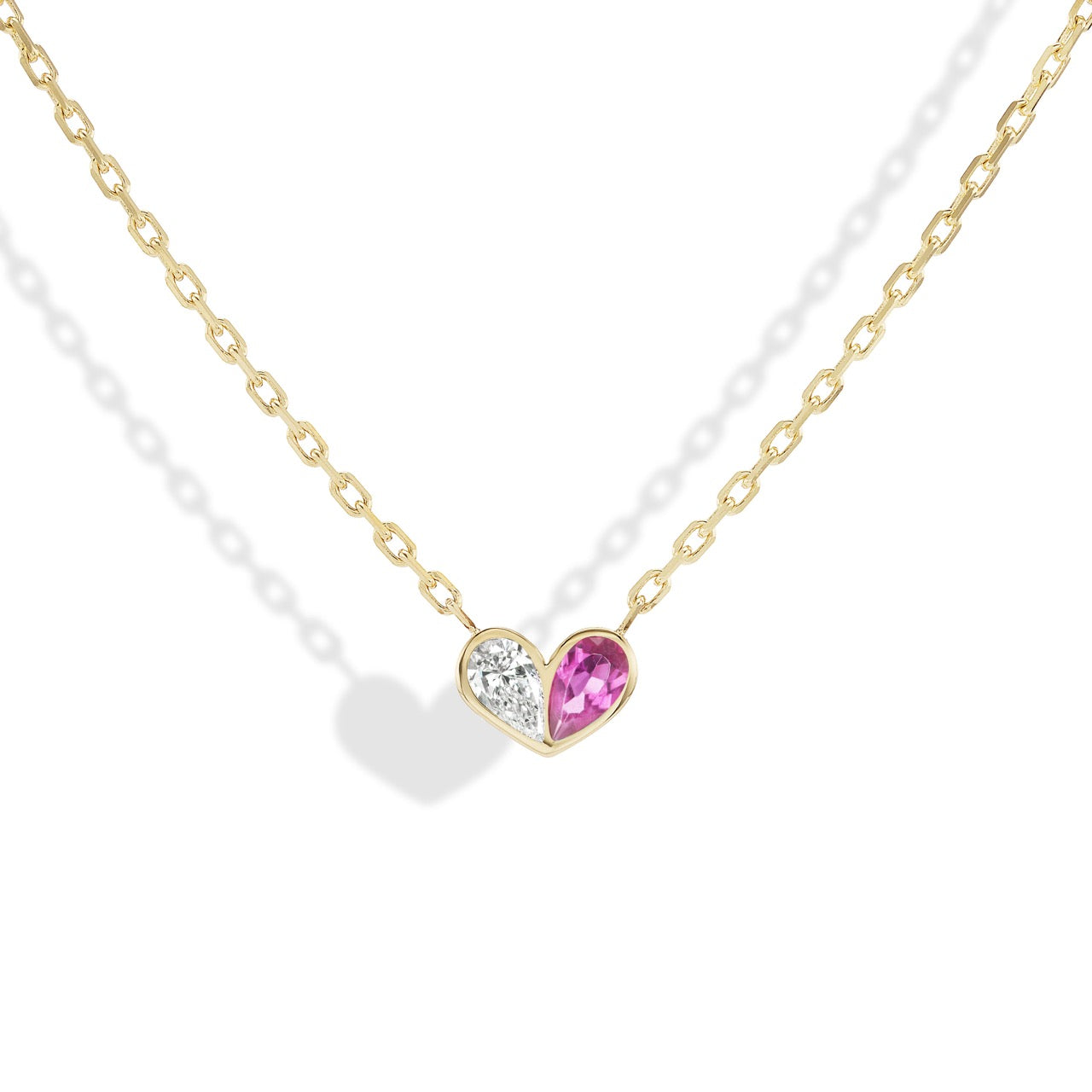 Medium Sweetheart Necklace Diamond & Pink Tourmaline
