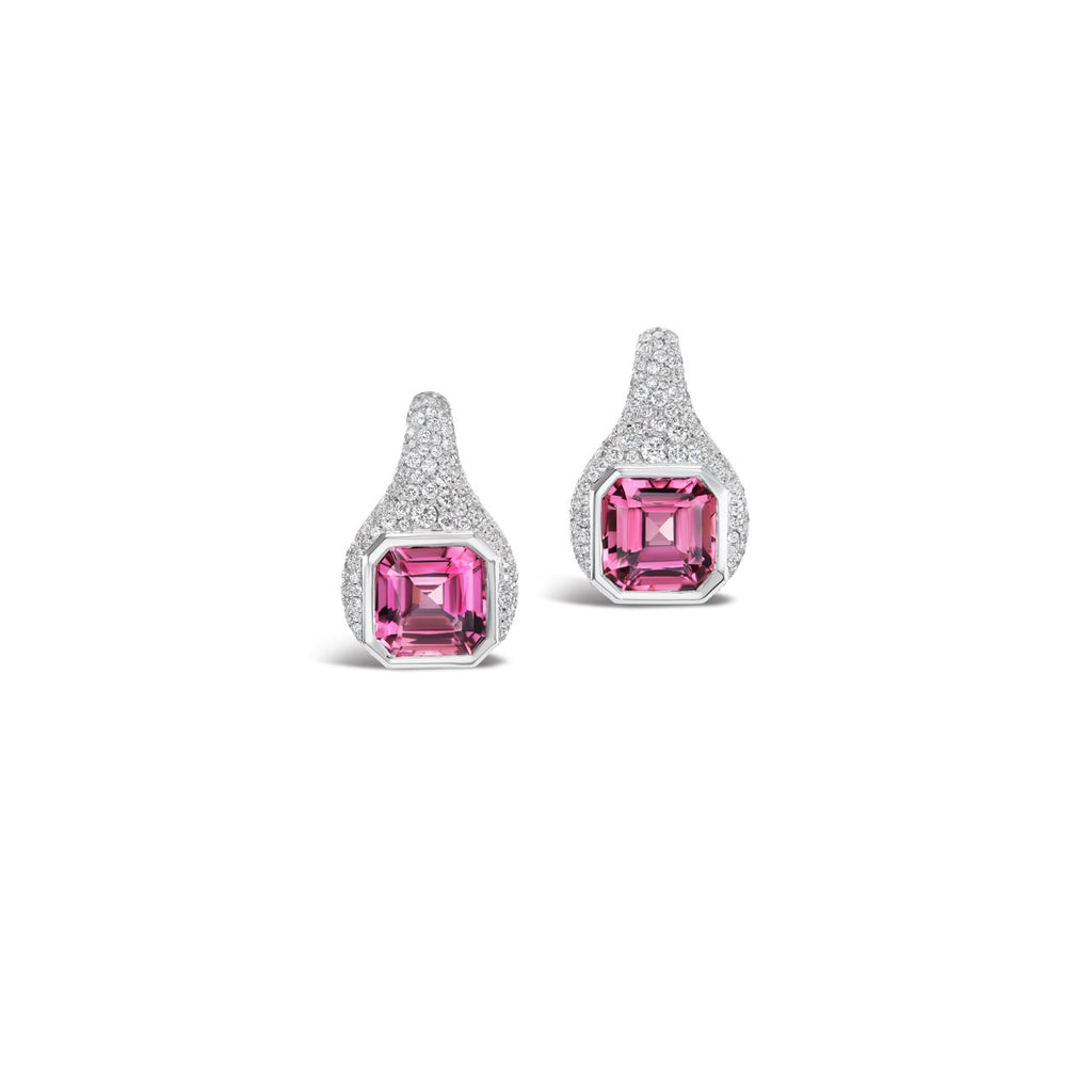 Pink Tourmaline Asscher Earrings
