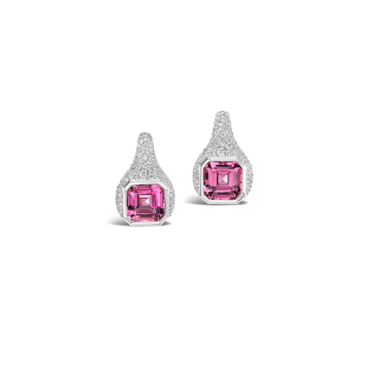Pink Tourmaline Asscher Earrings