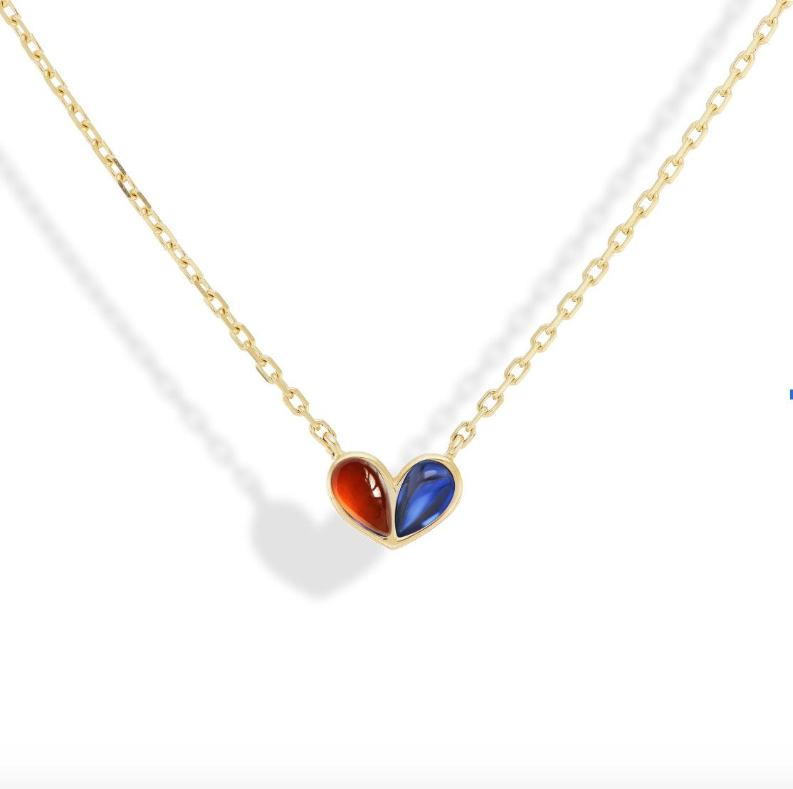 Sweetheart Necklace Garnet & Blue Sapphire