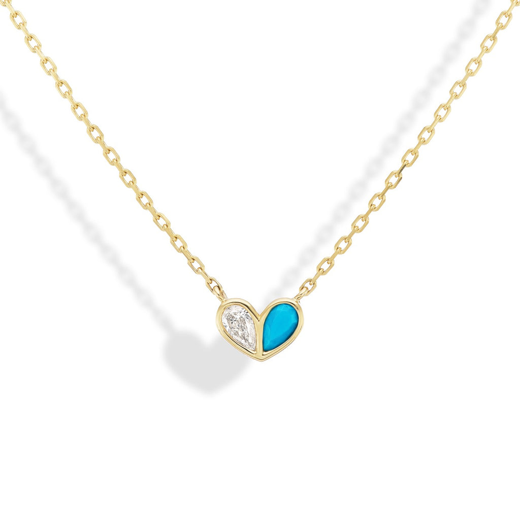 Sweetheart Necklace Diamond & Turquoise