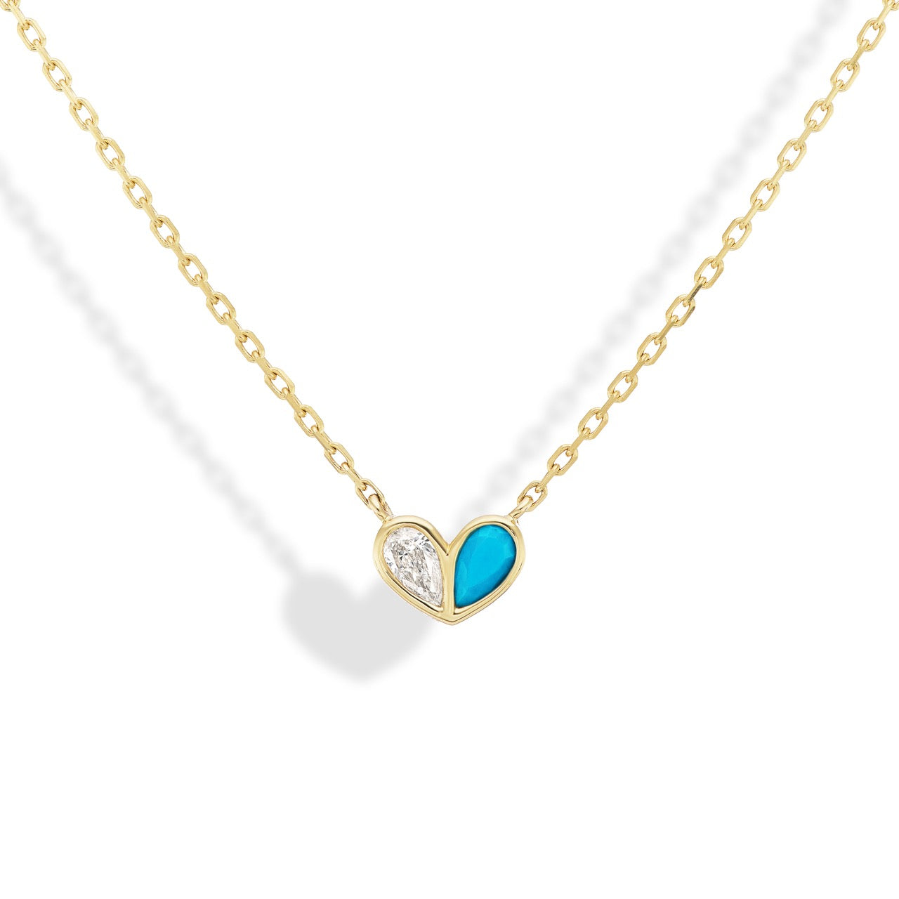 Sweetheart Necklace Diamond & Turquoise