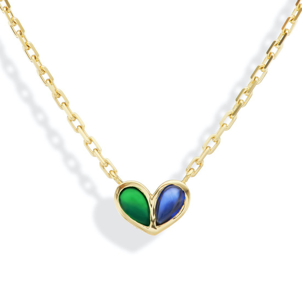 Sweetheart Necklace Tsavorite & Blue Sapphire
